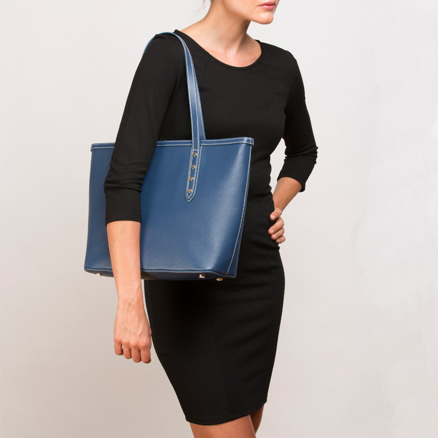Ludlow Leather Shoulder Bag Blue