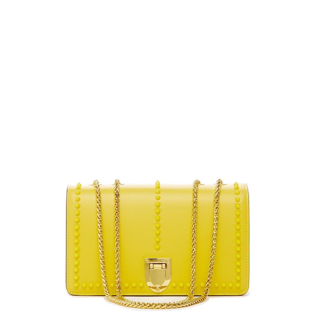 Josie Yellow Leather Bag with Chain Strap