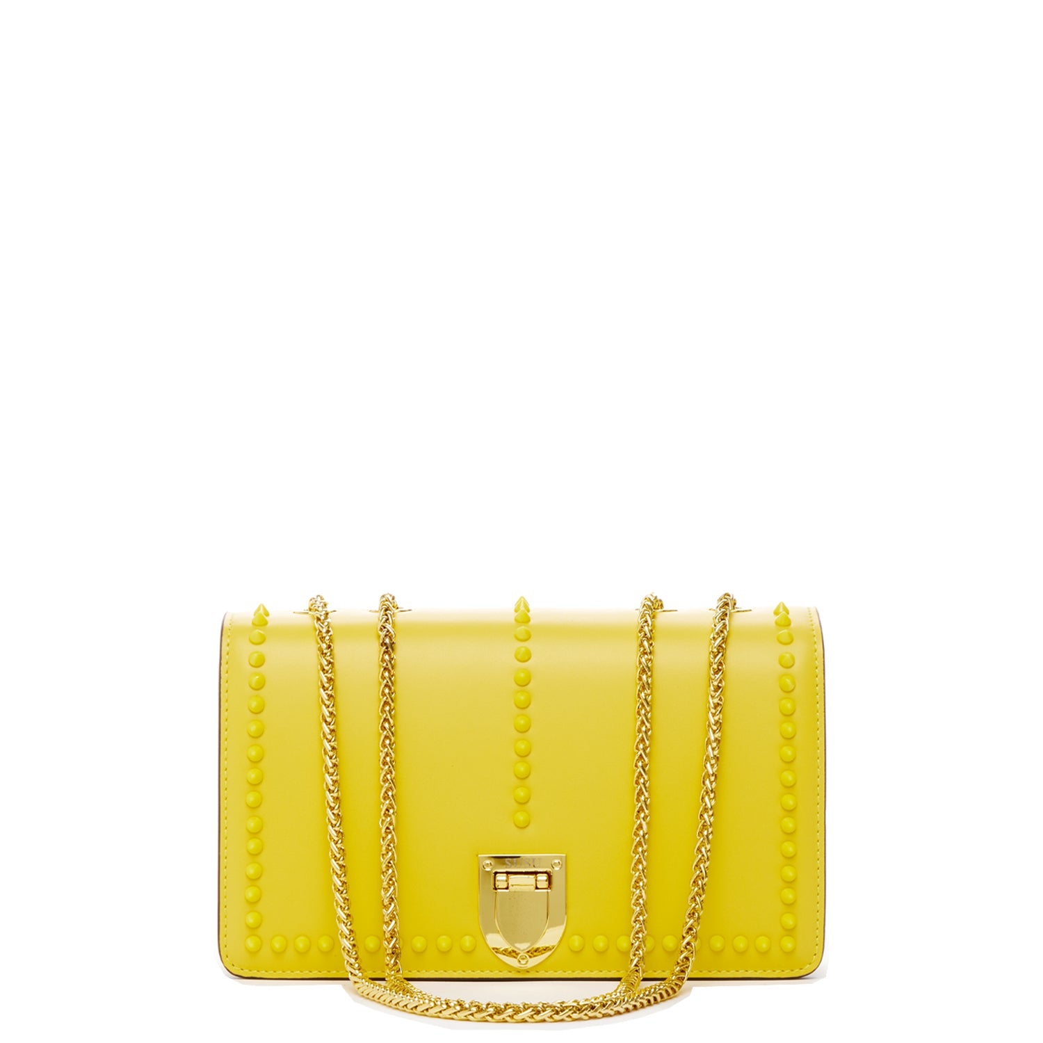 Josie Yellow Leather Bag with Chain Strap