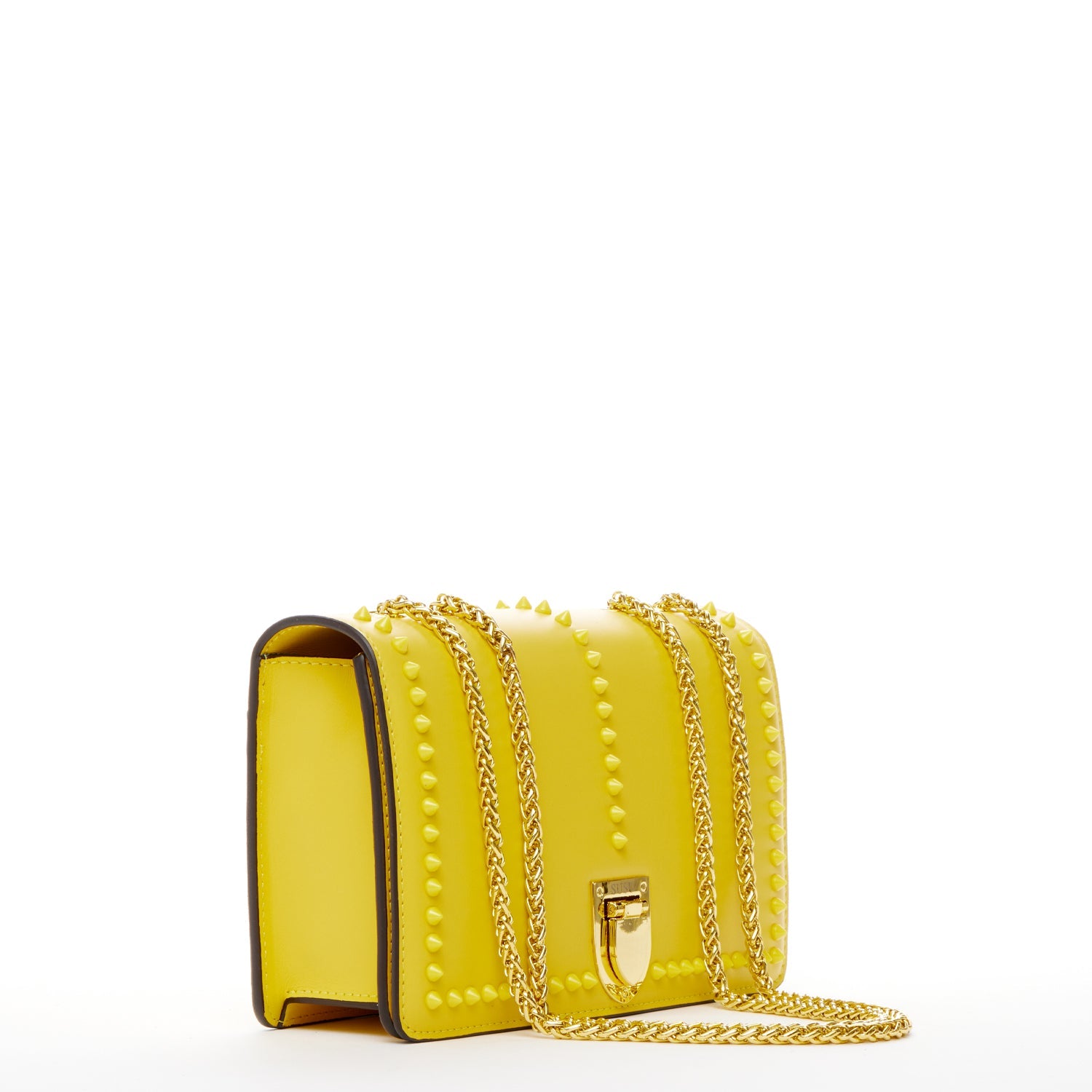 Josie Yellow Leather Bag with Chain Strap