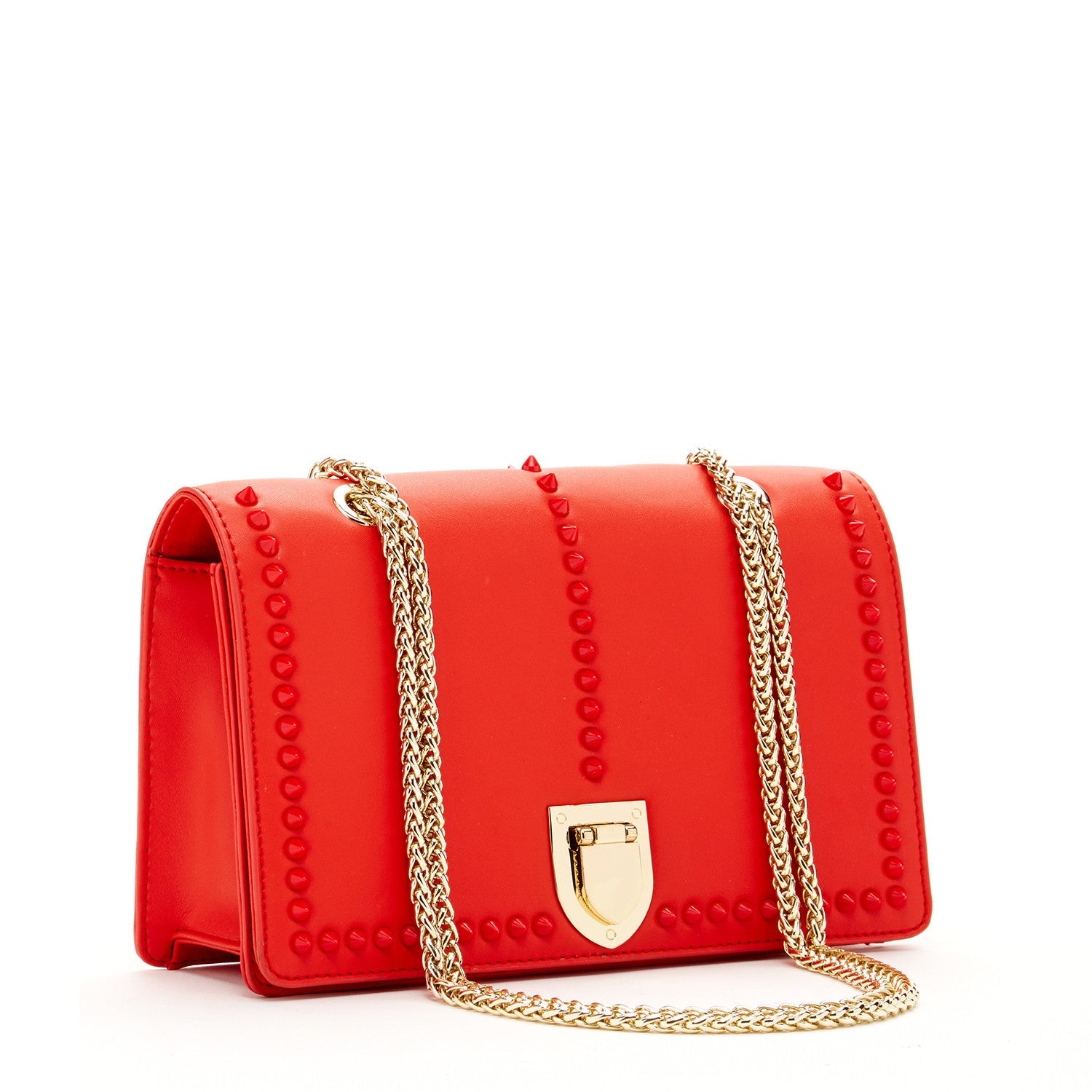 Josie Red Leather Bag with Chain Strap