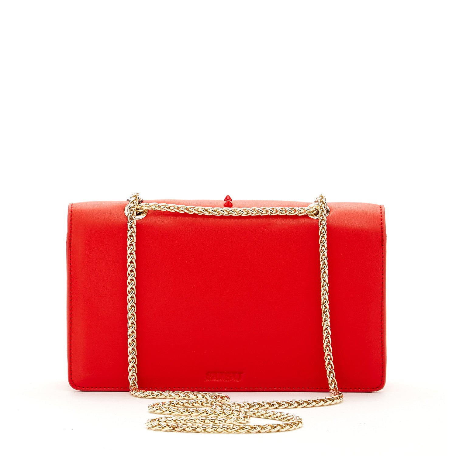 Josie Red Leather Bag with Chain Strap