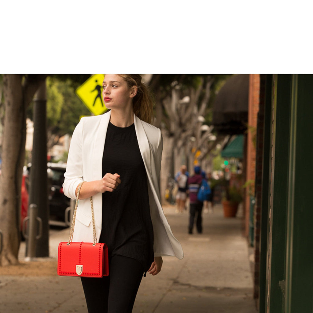 Josie Red Leather Bag with Chain Strap