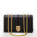 Josie Black Leather Bag with Chain Strap