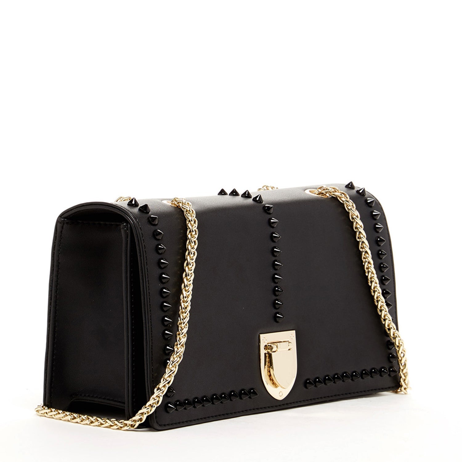 Josie Black Leather Bag with Chain Strap