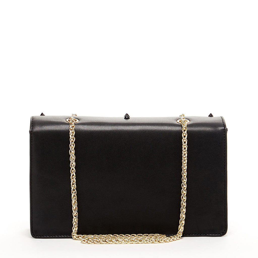 Josie Black Leather Bag with Chain Strap