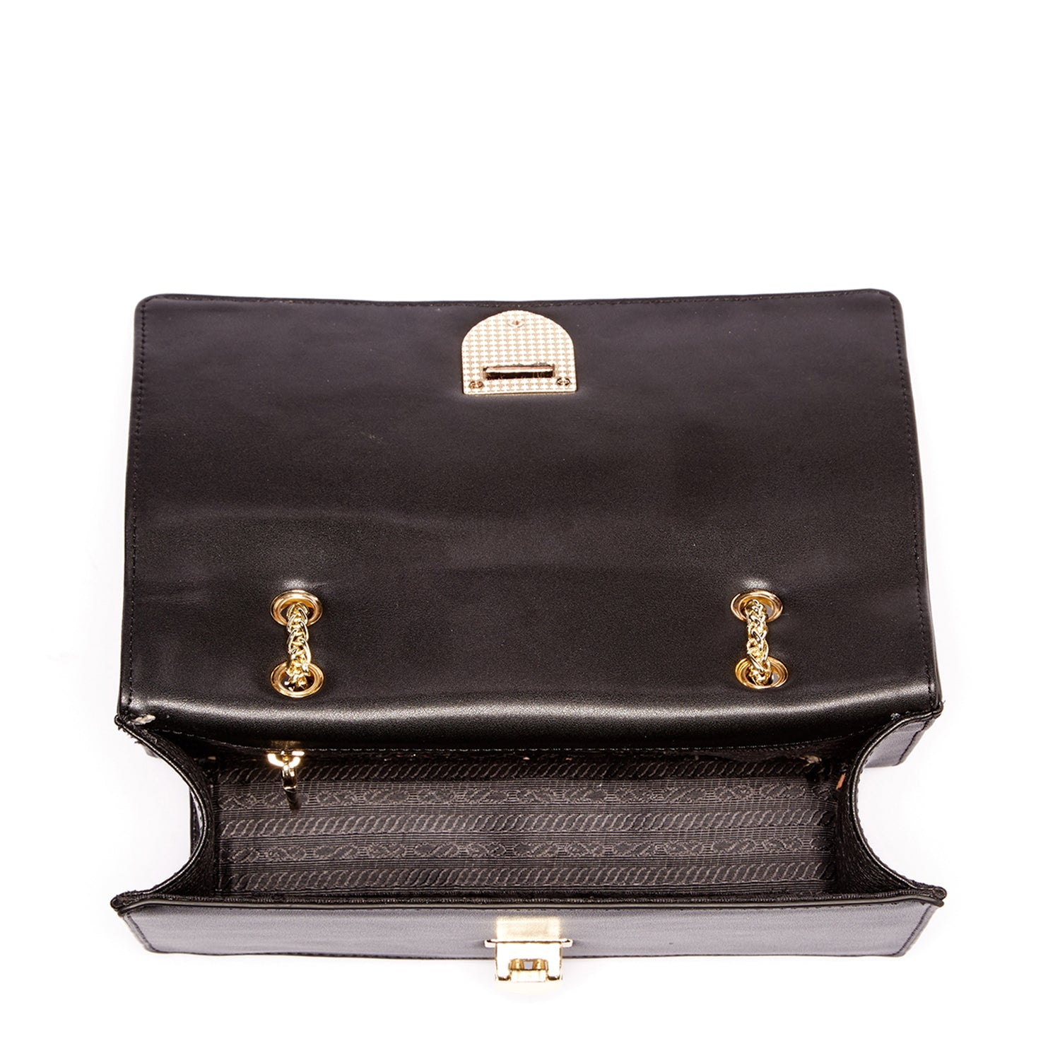 Josie Black Leather Bag with Chain Strap