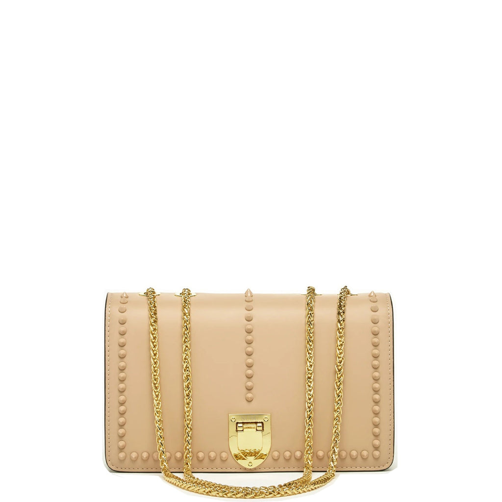 Josie Beige Leather Bag with Chain Strap