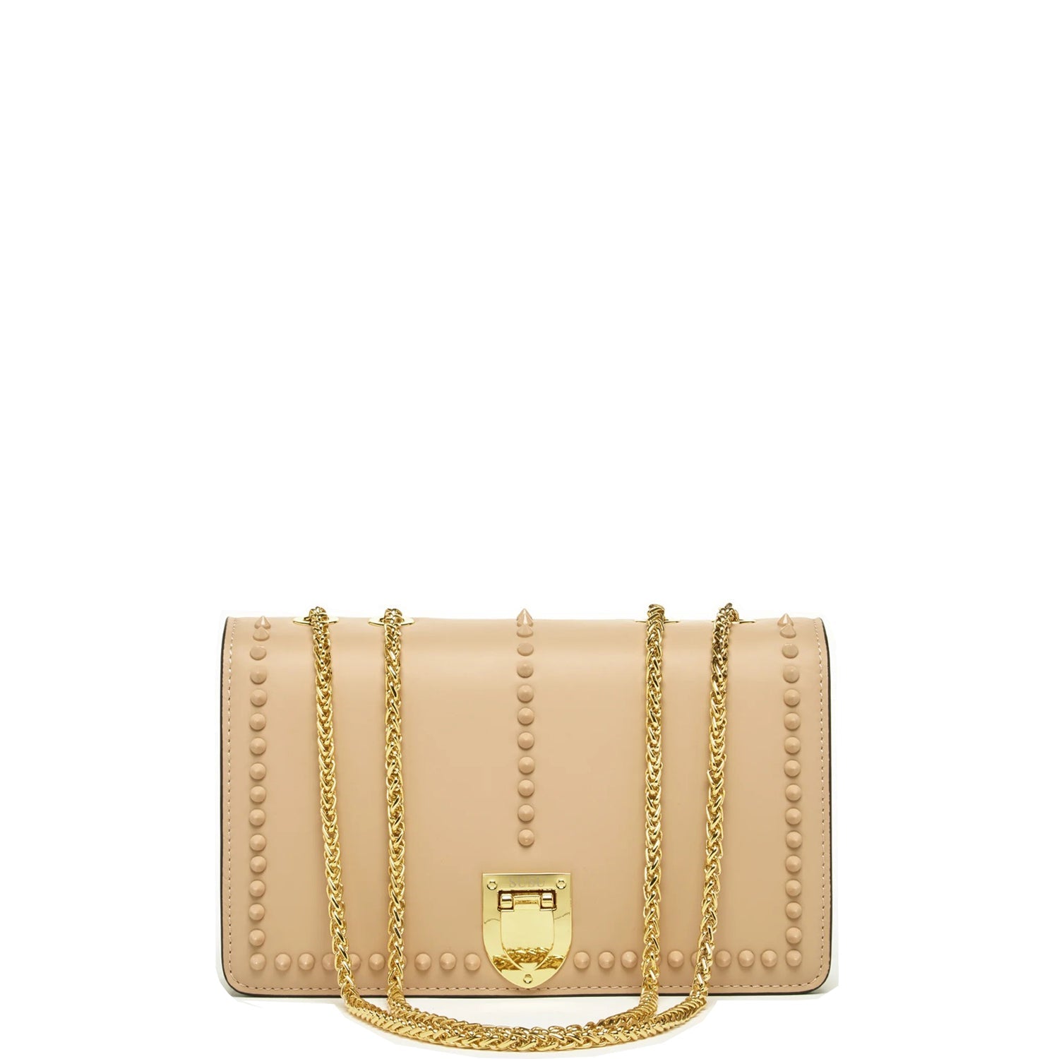 Josie Beige Leather Bag with Chain Strap