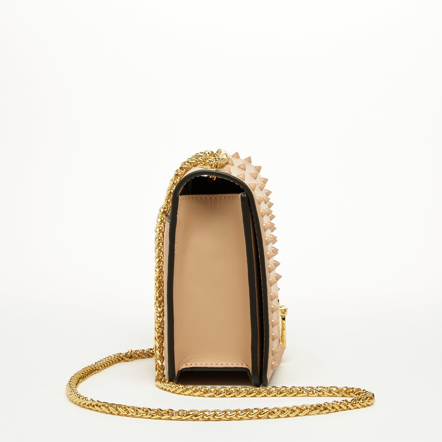 Josie Beige Leather Bag with Chain Strap