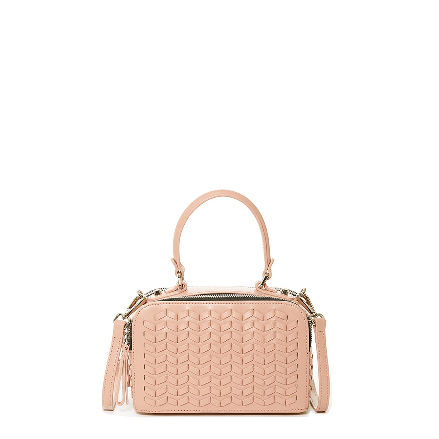 Woven Leather Crossbody Bag Pink Crossbody