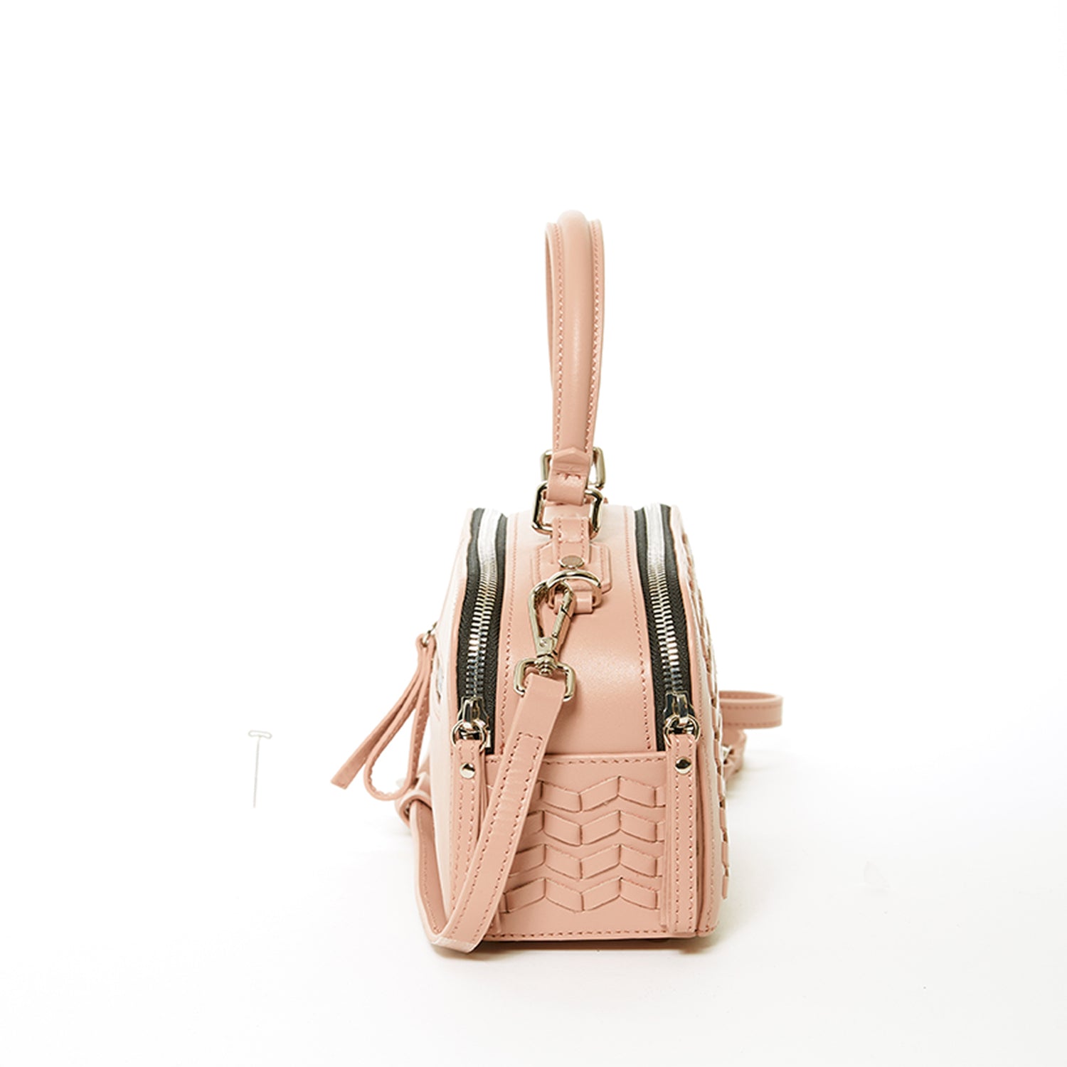 Woven Leather Crossbody Bag Pink Crossbody