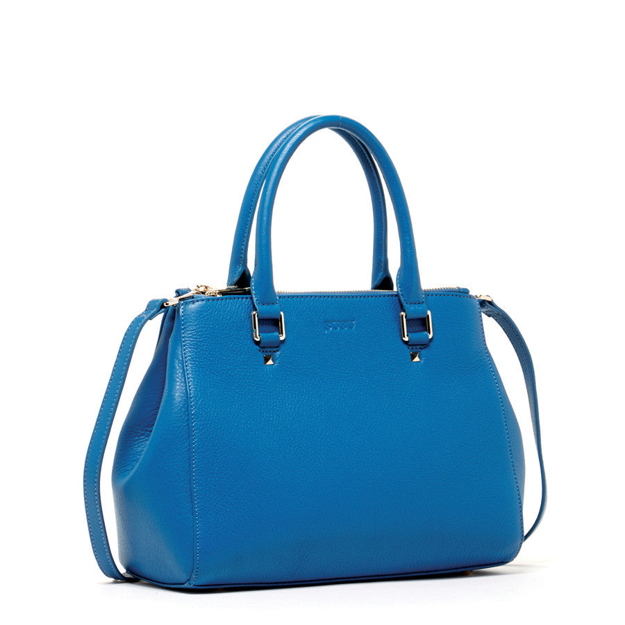 Leather Satchel Bag Caribbean Blue