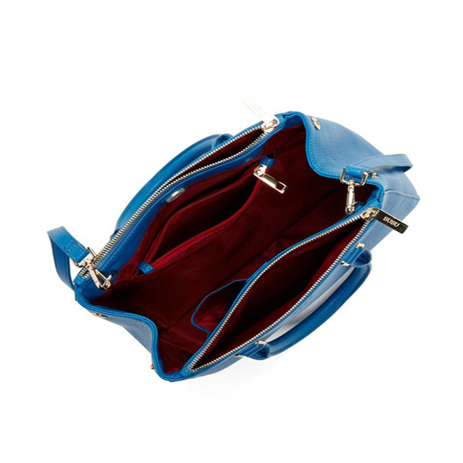 Leather Satchel Bag Caribbean Blue