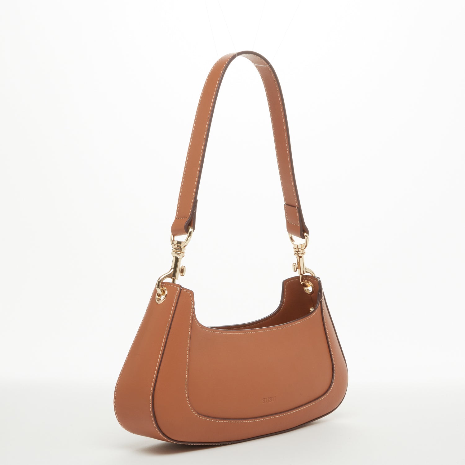 East-West Brown Baguette Bag