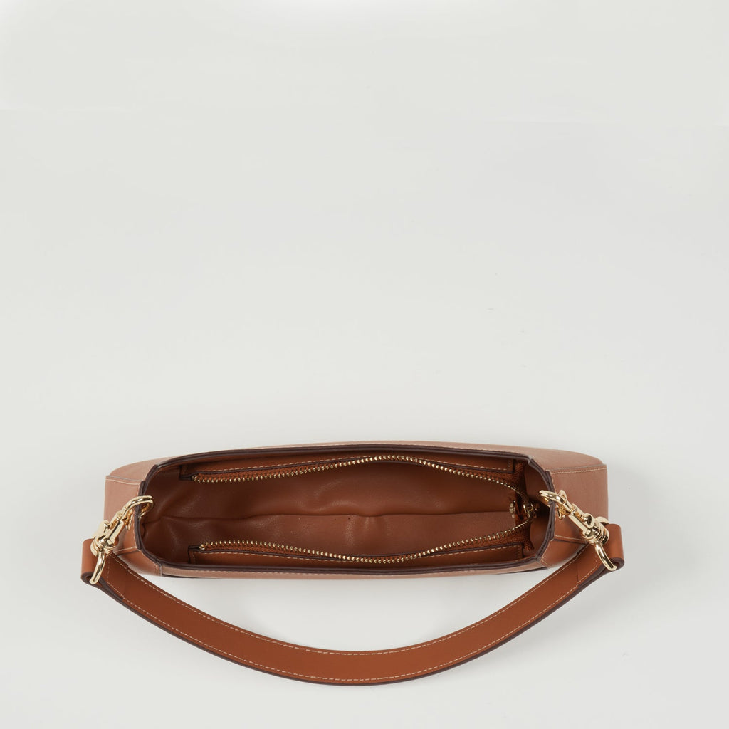 East-West Brown Baguette Bag