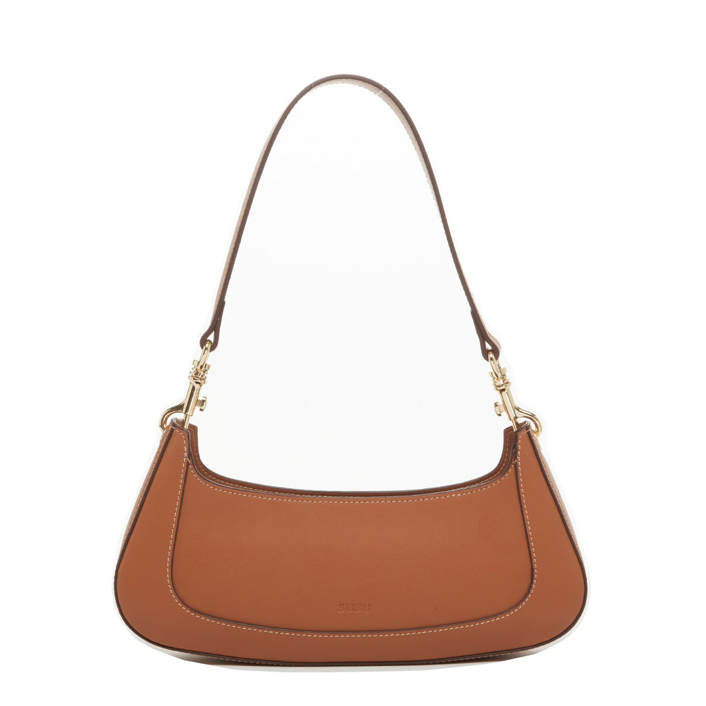 East-West Brown Baguette Bag